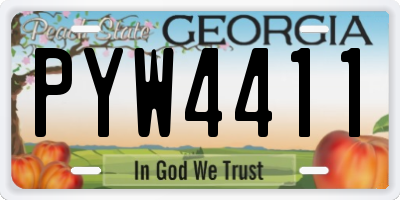 GA license plate PYW4411