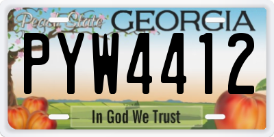 GA license plate PYW4412
