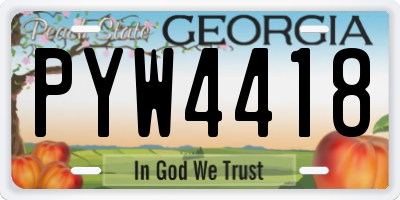 GA license plate PYW4418