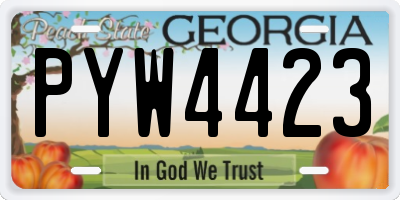 GA license plate PYW4423