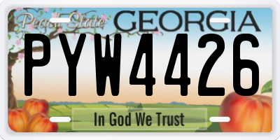 GA license plate PYW4426
