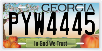 GA license plate PYW4445