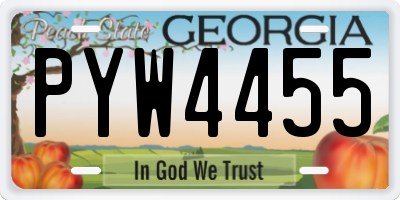 GA license plate PYW4455