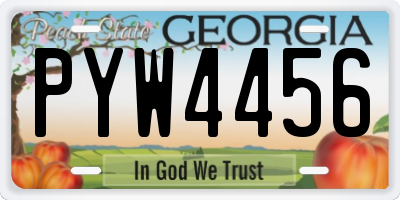 GA license plate PYW4456