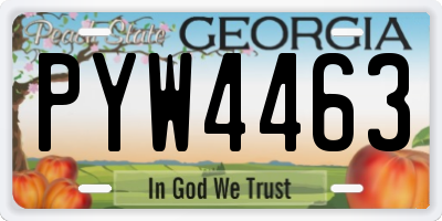 GA license plate PYW4463