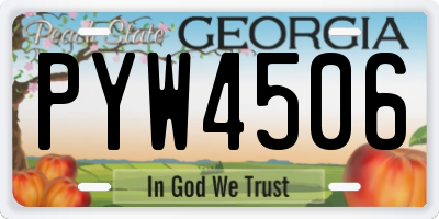 GA license plate PYW4506
