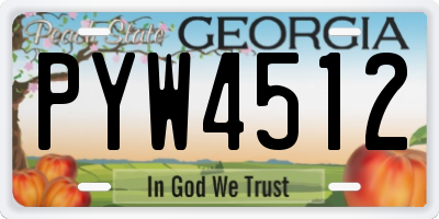 GA license plate PYW4512