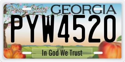 GA license plate PYW4520