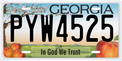 GA license plate PYW4525