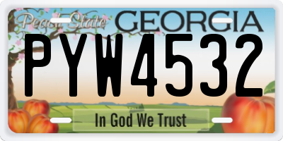 GA license plate PYW4532