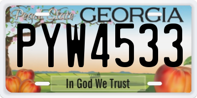 GA license plate PYW4533