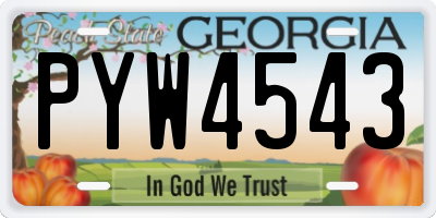 GA license plate PYW4543