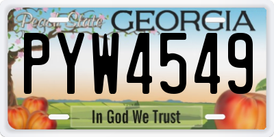 GA license plate PYW4549