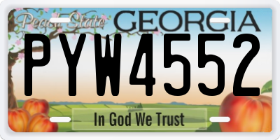 GA license plate PYW4552