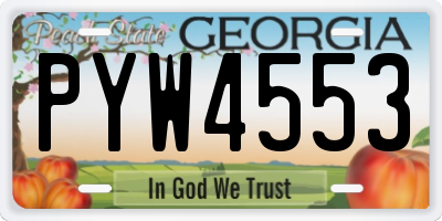 GA license plate PYW4553