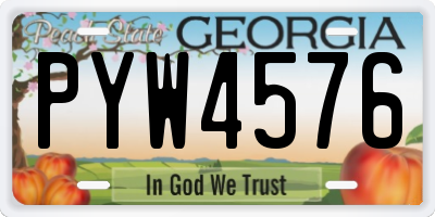 GA license plate PYW4576