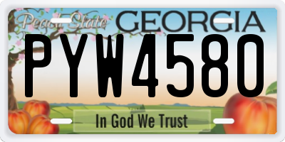 GA license plate PYW4580