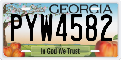 GA license plate PYW4582