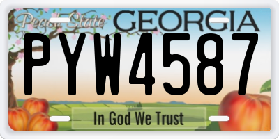 GA license plate PYW4587