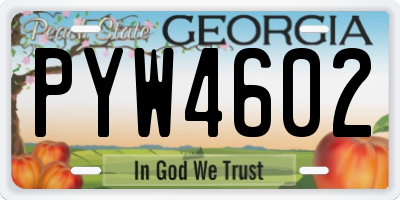 GA license plate PYW4602
