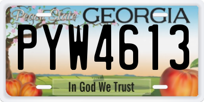 GA license plate PYW4613