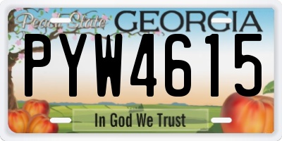 GA license plate PYW4615