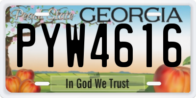 GA license plate PYW4616