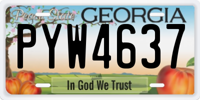 GA license plate PYW4637