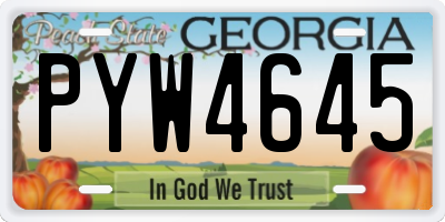 GA license plate PYW4645
