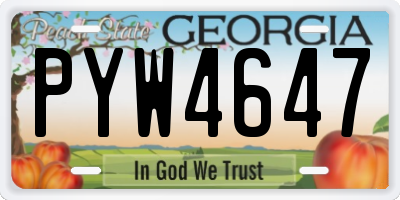 GA license plate PYW4647
