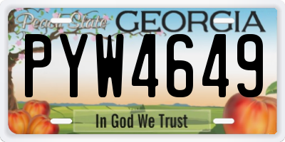 GA license plate PYW4649
