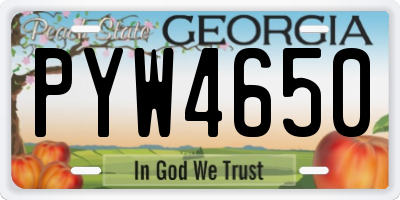 GA license plate PYW4650