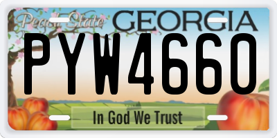 GA license plate PYW4660