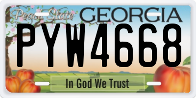 GA license plate PYW4668