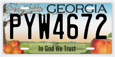 GA license plate PYW4672