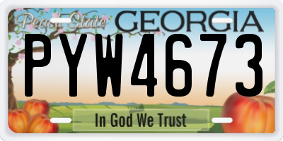 GA license plate PYW4673