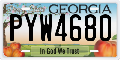 GA license plate PYW4680
