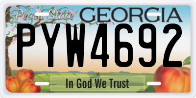 GA license plate PYW4692