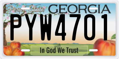 GA license plate PYW4701