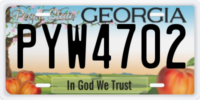 GA license plate PYW4702