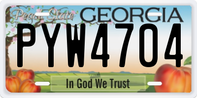 GA license plate PYW4704