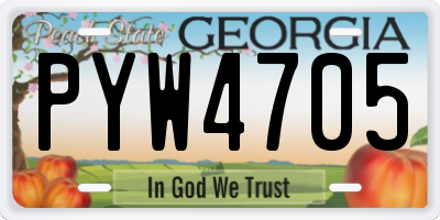 GA license plate PYW4705