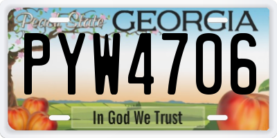GA license plate PYW4706