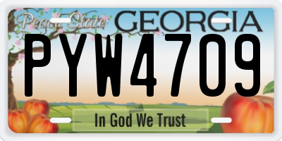 GA license plate PYW4709