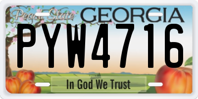 GA license plate PYW4716