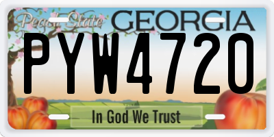 GA license plate PYW4720