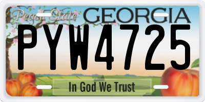 GA license plate PYW4725