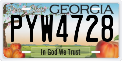 GA license plate PYW4728