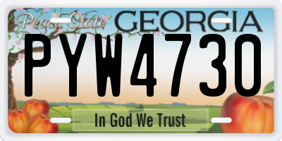 GA license plate PYW4730