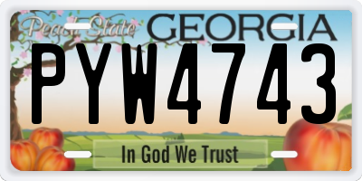 GA license plate PYW4743